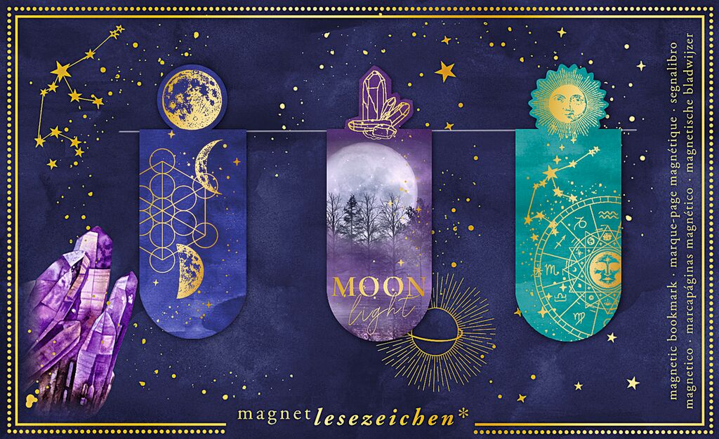 3er-Set Magnetlesezeichen Moonlight