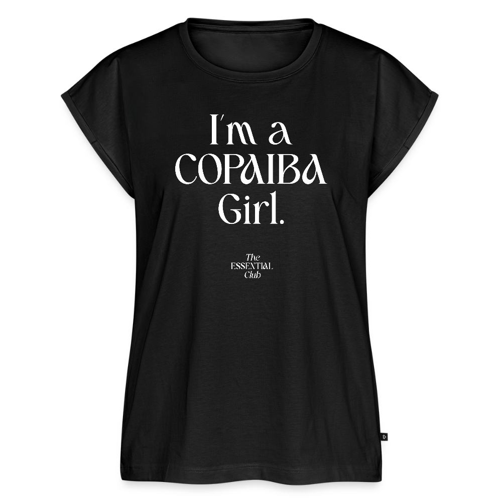 Frauen T-Shirt "I'm a Copaiba Girl" mit gerollten Ärmeln - Schwarz