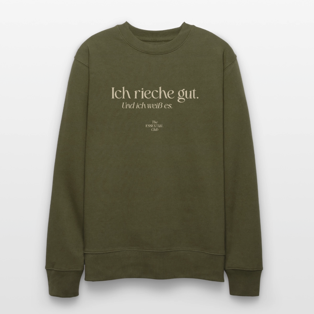 Unisex Bio-Sweatshirt "Ich rieche gut." - Khaki
