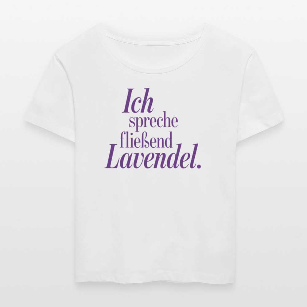 Relaxed Frauen Bio-T-Shirt "Ich spreche fließend Lavendel." weiß - Weiß