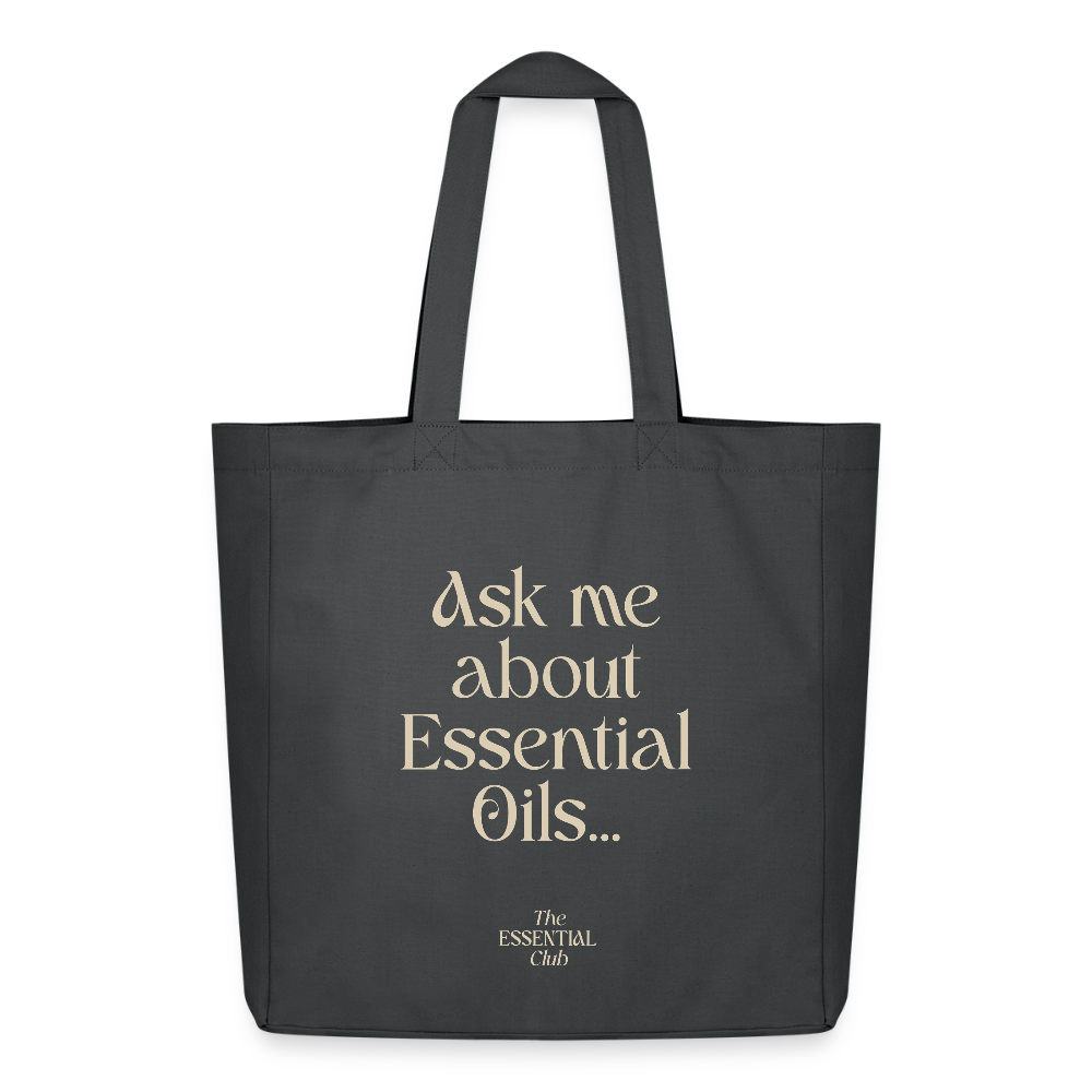 Recycelter Stoffbeutel "Ask me about Essential Oils" - Anthrazit