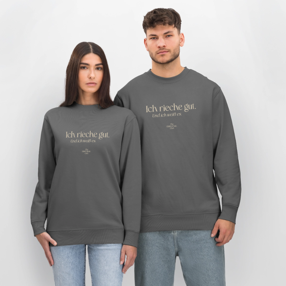 Unisex Bio-Sweatshirt "Ich rieche gut." - Anthrazit