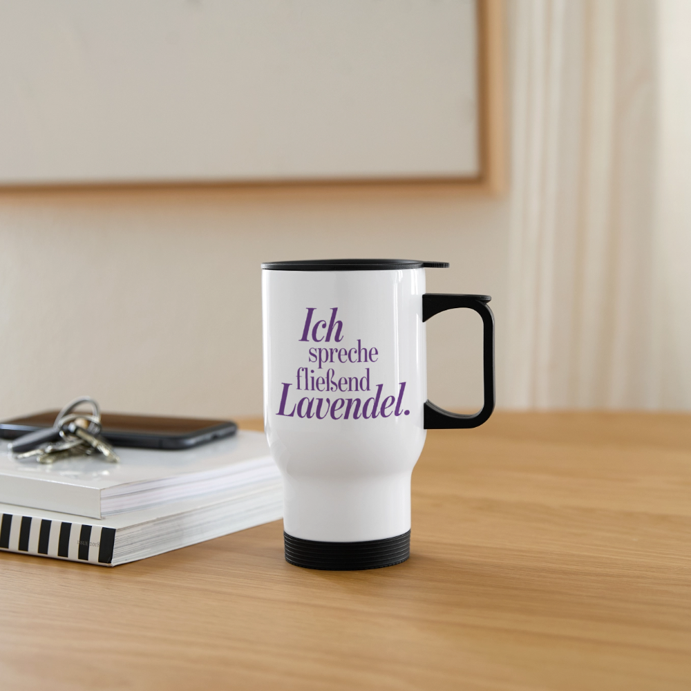 Thermobecher "Ich spreche fließend Lavendel." - Weiß