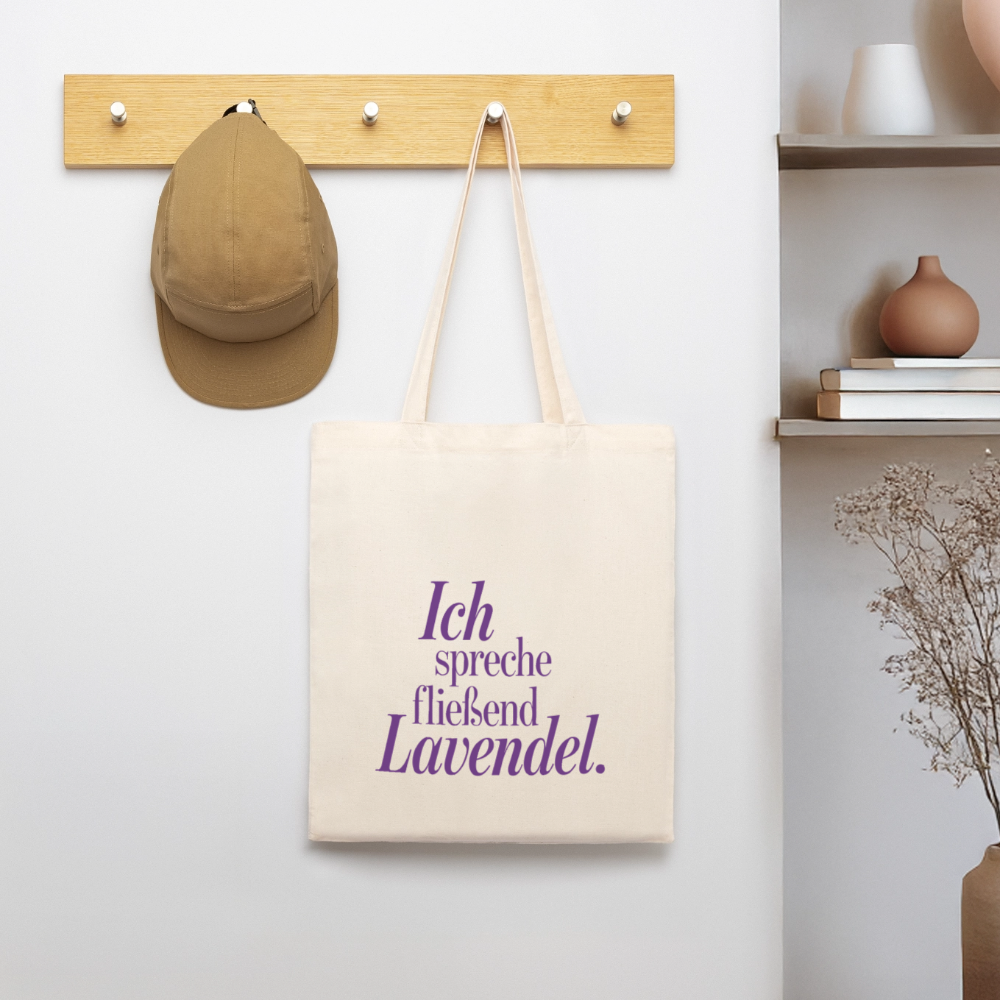 Bio-Stoffbeutel "Ich spreche fließend Lavendel." natur - Weißgrau