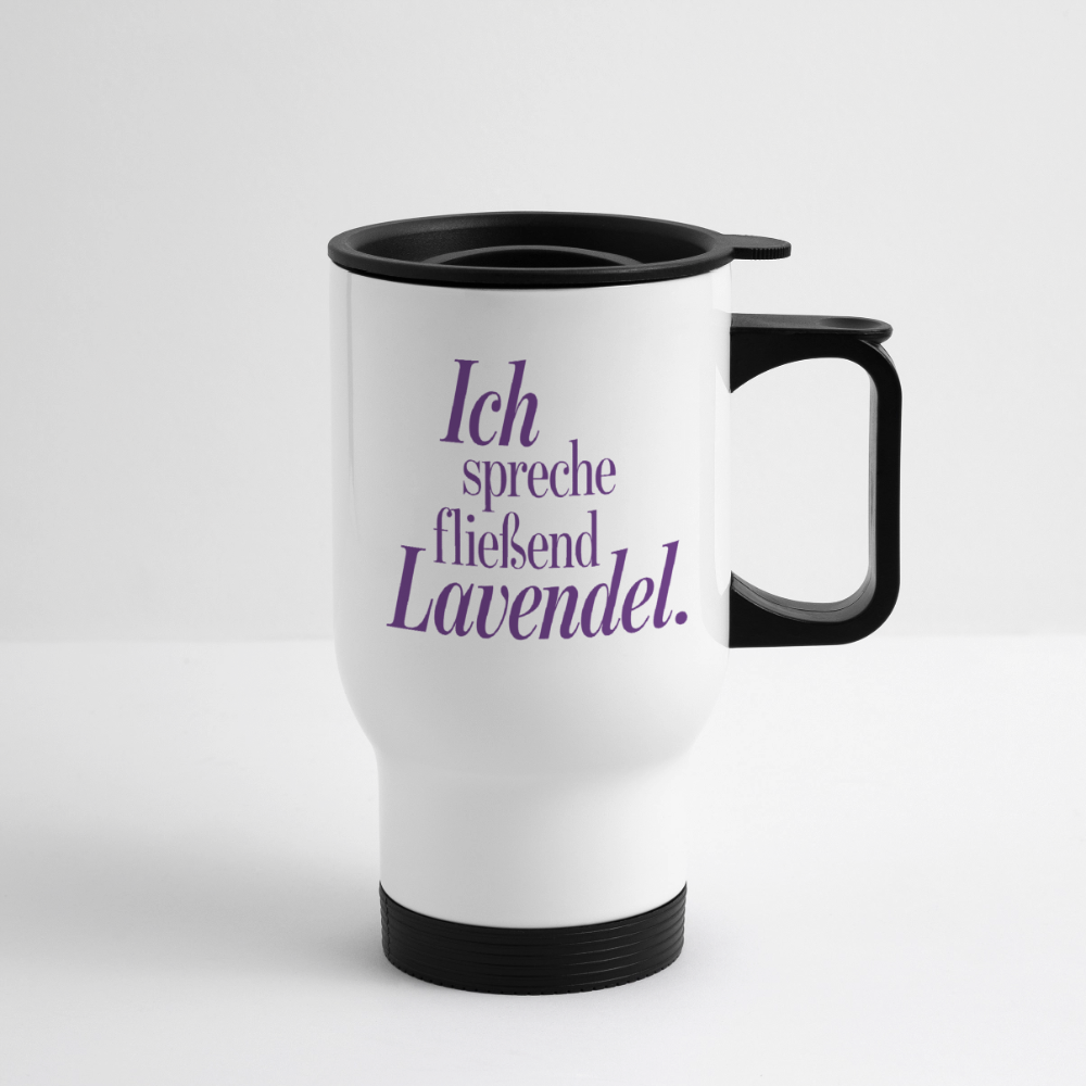 Thermobecher "Ich spreche fließend Lavendel." - Weiß
