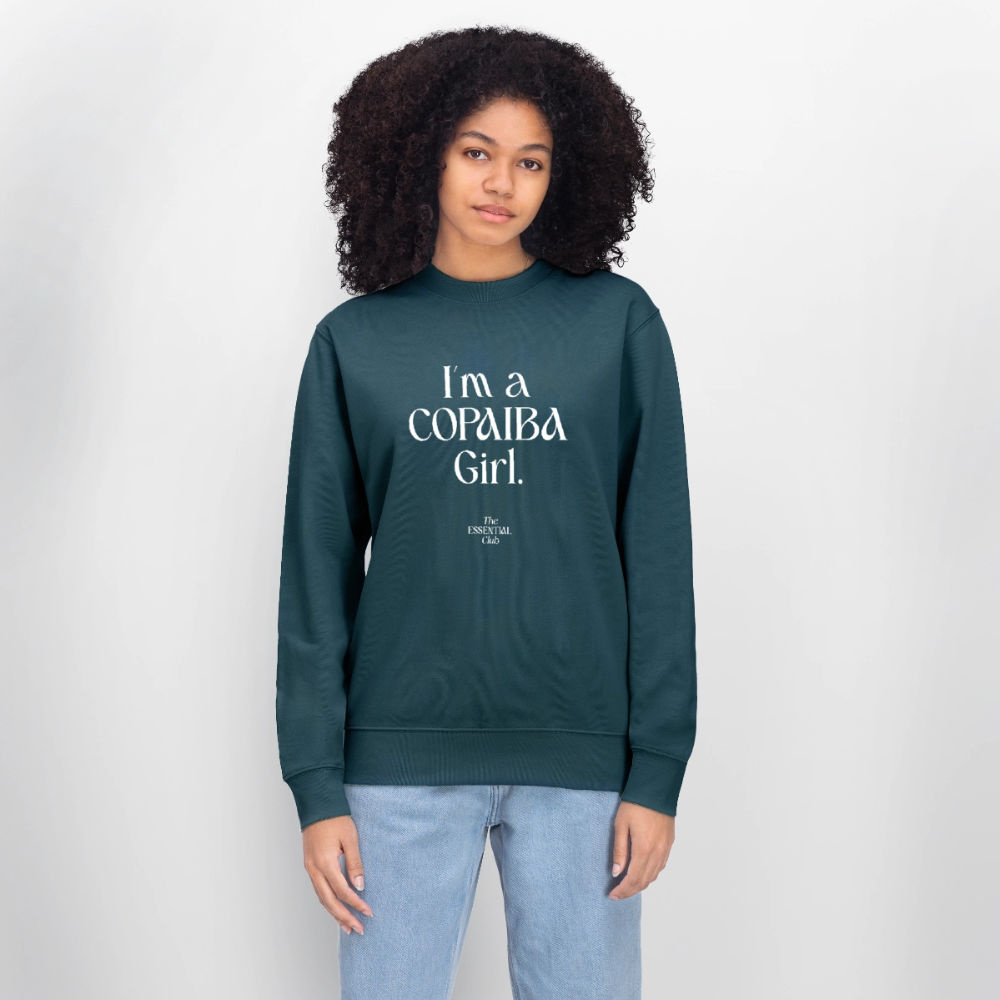 Unisex Bio-Sweatshirt "I'm a Copaiba Girl." - Dunkles Petrol