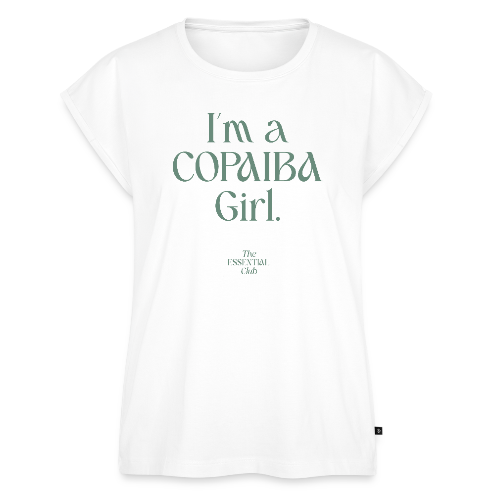 Frauen T-Shirt "I'm a Copaiba Girl" mit gerollten Ärmeln - Weiß