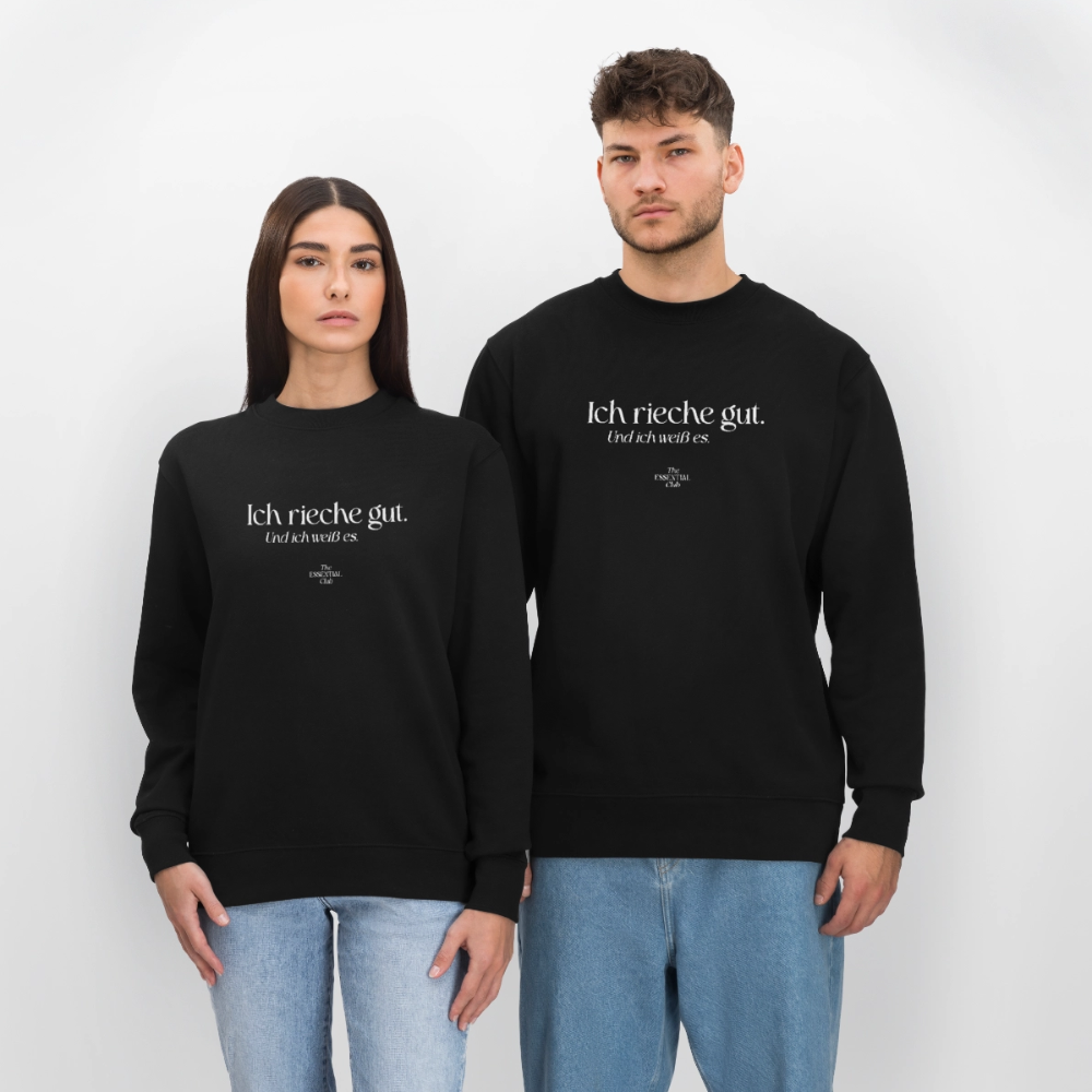 Unisex Bio-Sweatshirt "Ich rieche gut." - Schwarz