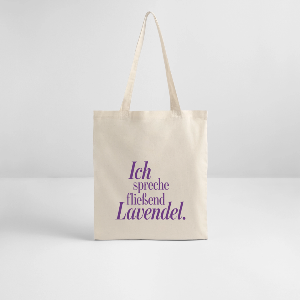 Bio-Stoffbeutel "Ich spreche fließend Lavendel." natur - Weißgrau