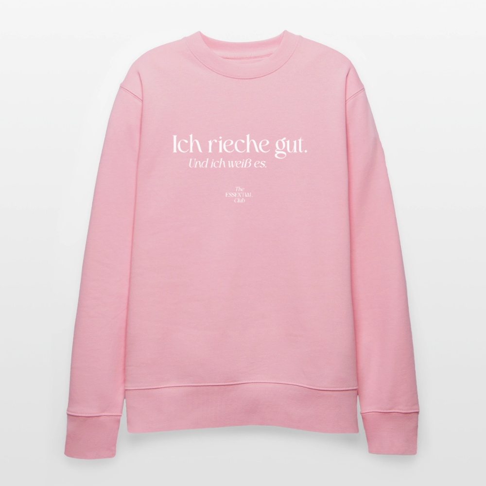 Unisex Bio-Sweatshirt "Ich rieche gut." - Hellrosa