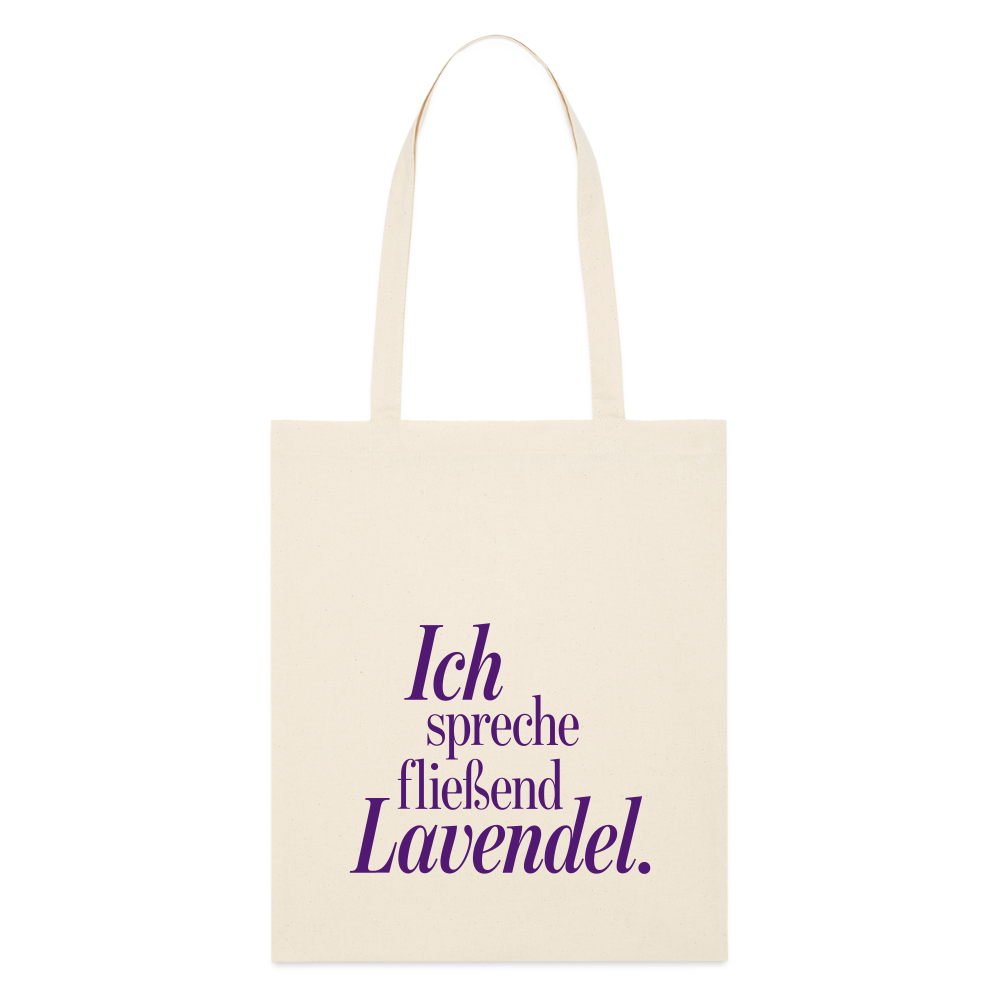 Bio-Stoffbeutel "Ich spreche fließend Lavendel." natur - Weißgrau