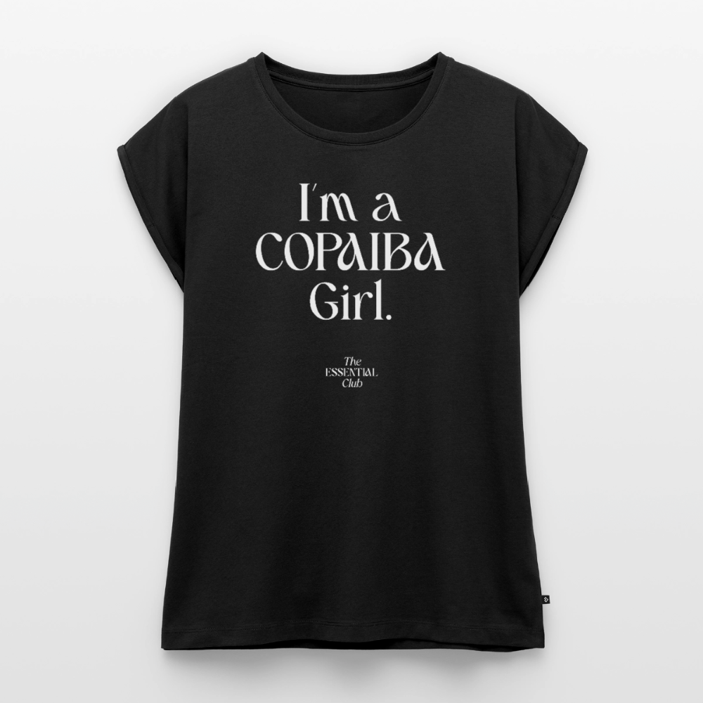 Frauen T-Shirt "I'm a Copaiba Girl" mit gerollten Ärmeln - Schwarz