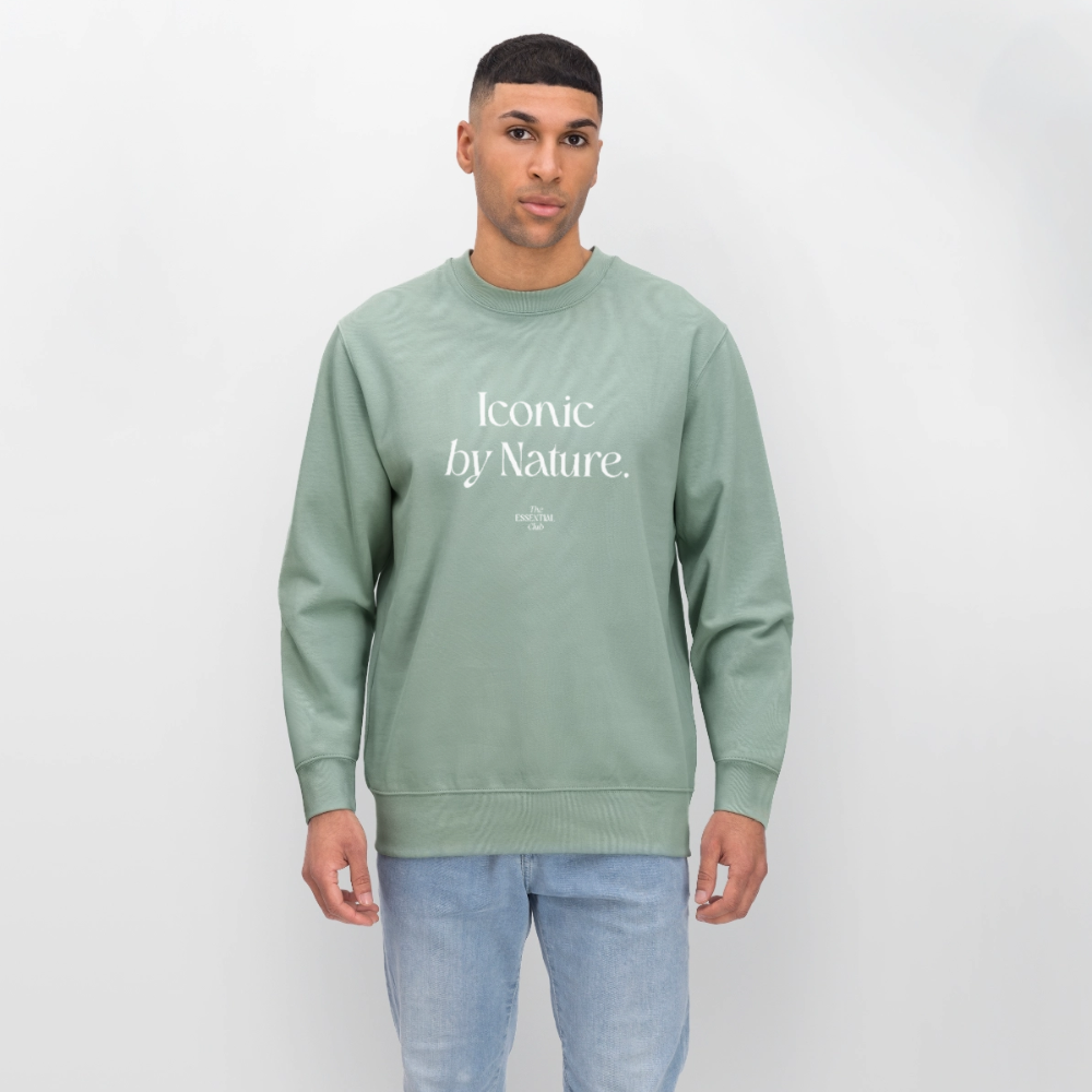 Unisex Bio-Sweatshirt "Iconic by Nature" - Helles Graugrün