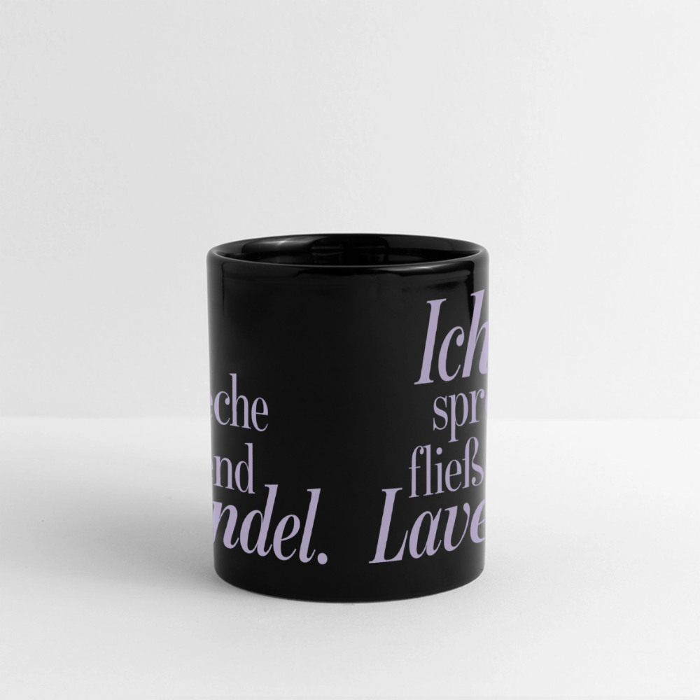 Kaffeebecher "Ich spreche fließend Lavendel." schwarz - Schwarz