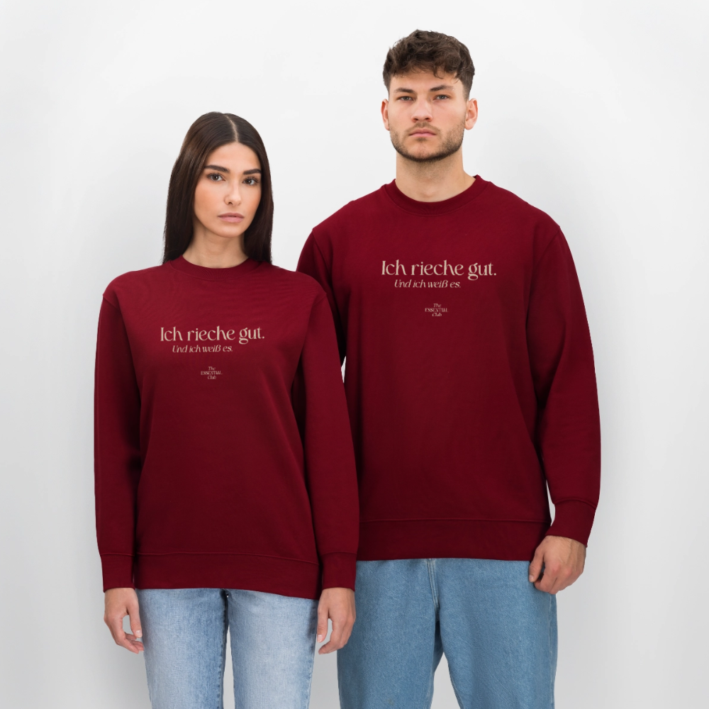 Unisex Bio-Sweatshirt "Ich rieche gut." - Burgunderrot