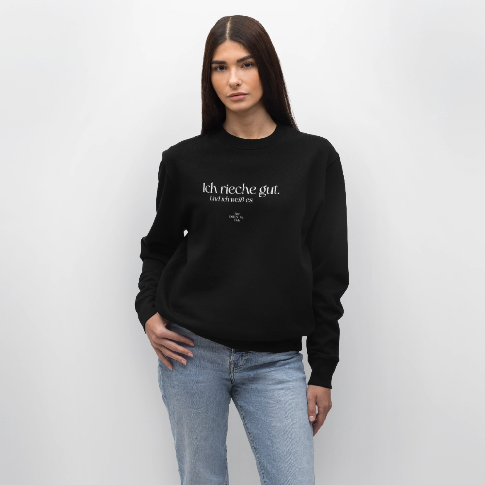 Unisex Bio-Sweatshirt "Ich rieche gut." - Schwarz