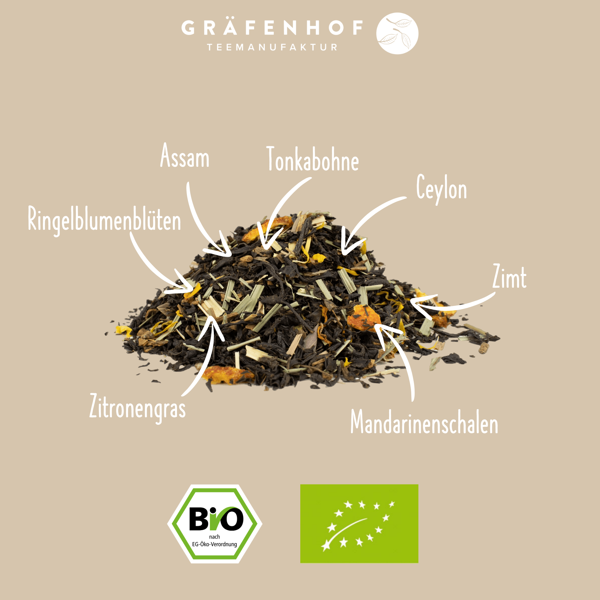 BIO Schwarztee Tonka Zimt Mandarine · 100 g lose