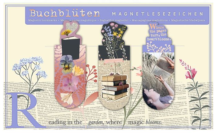 3er-Set Magnetlesezeichen Buchblüte