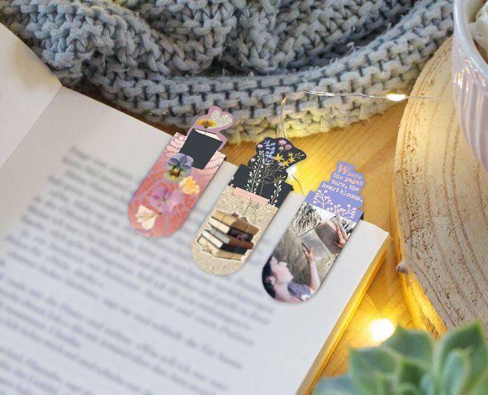 3er-Set Magnetlesezeichen Buchblüte