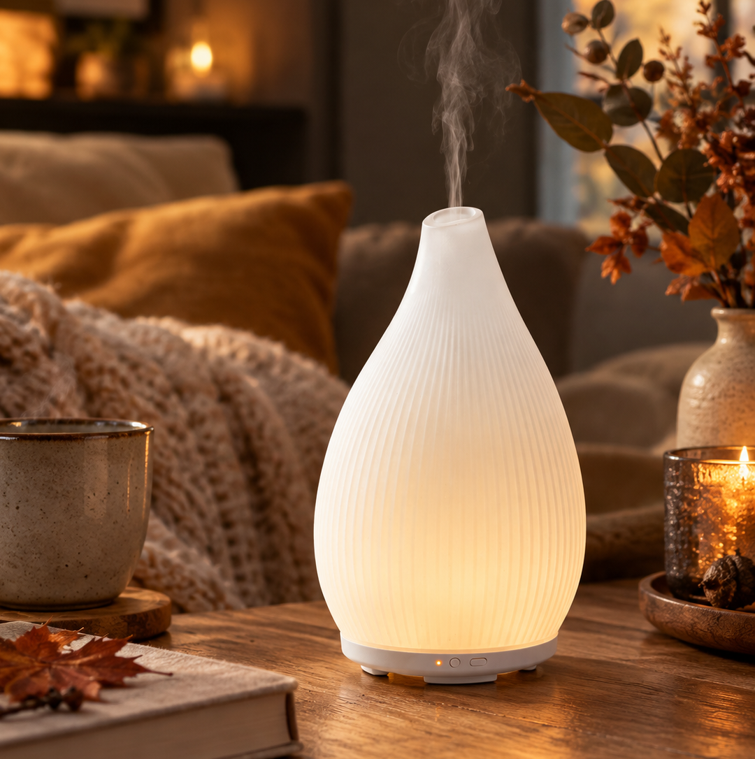 Bud White · Glas-Ultraschall-Diffuser in Tropfenform