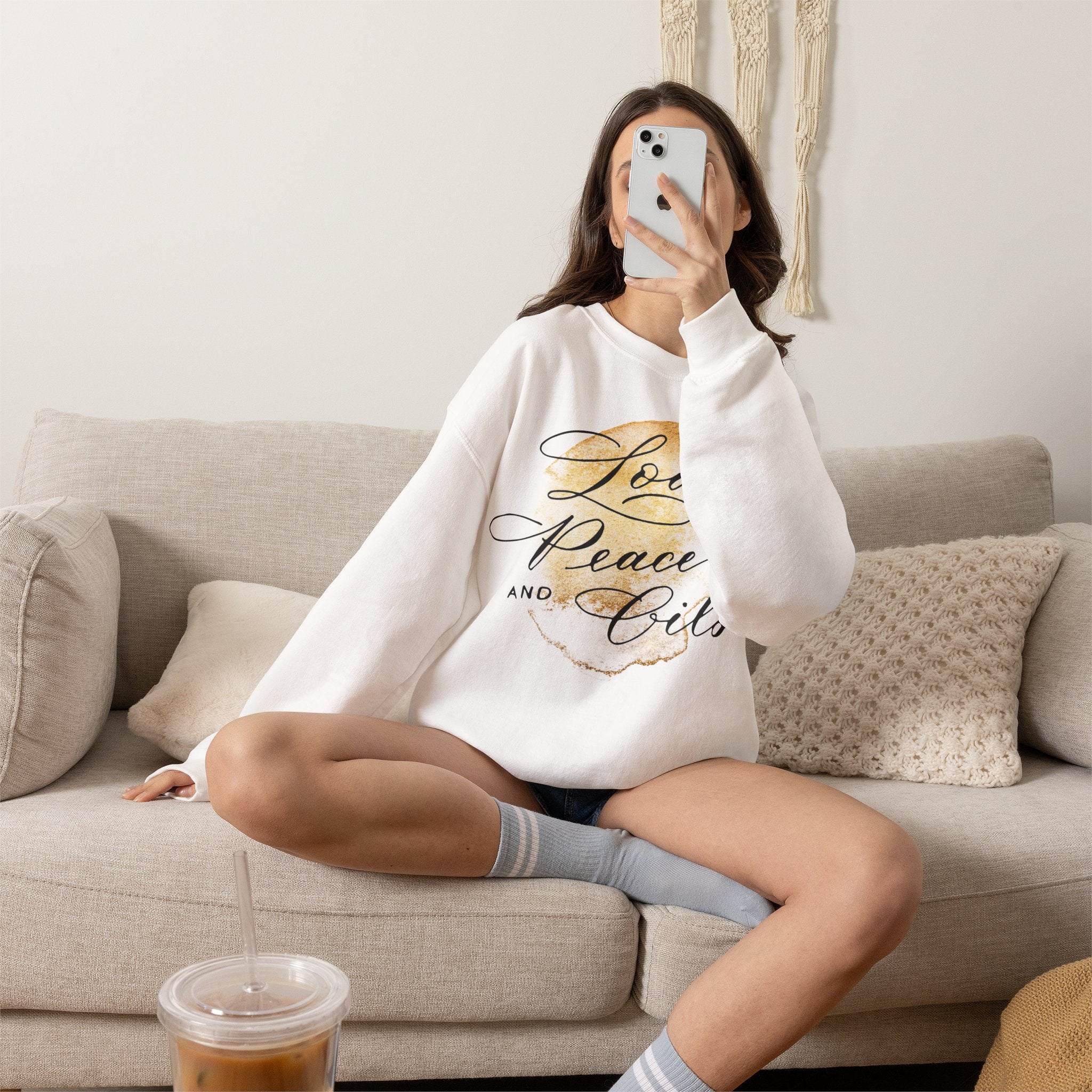 Einzelstück 🍀 Sweatshirt "Love, Peace & Oils" Gr. L