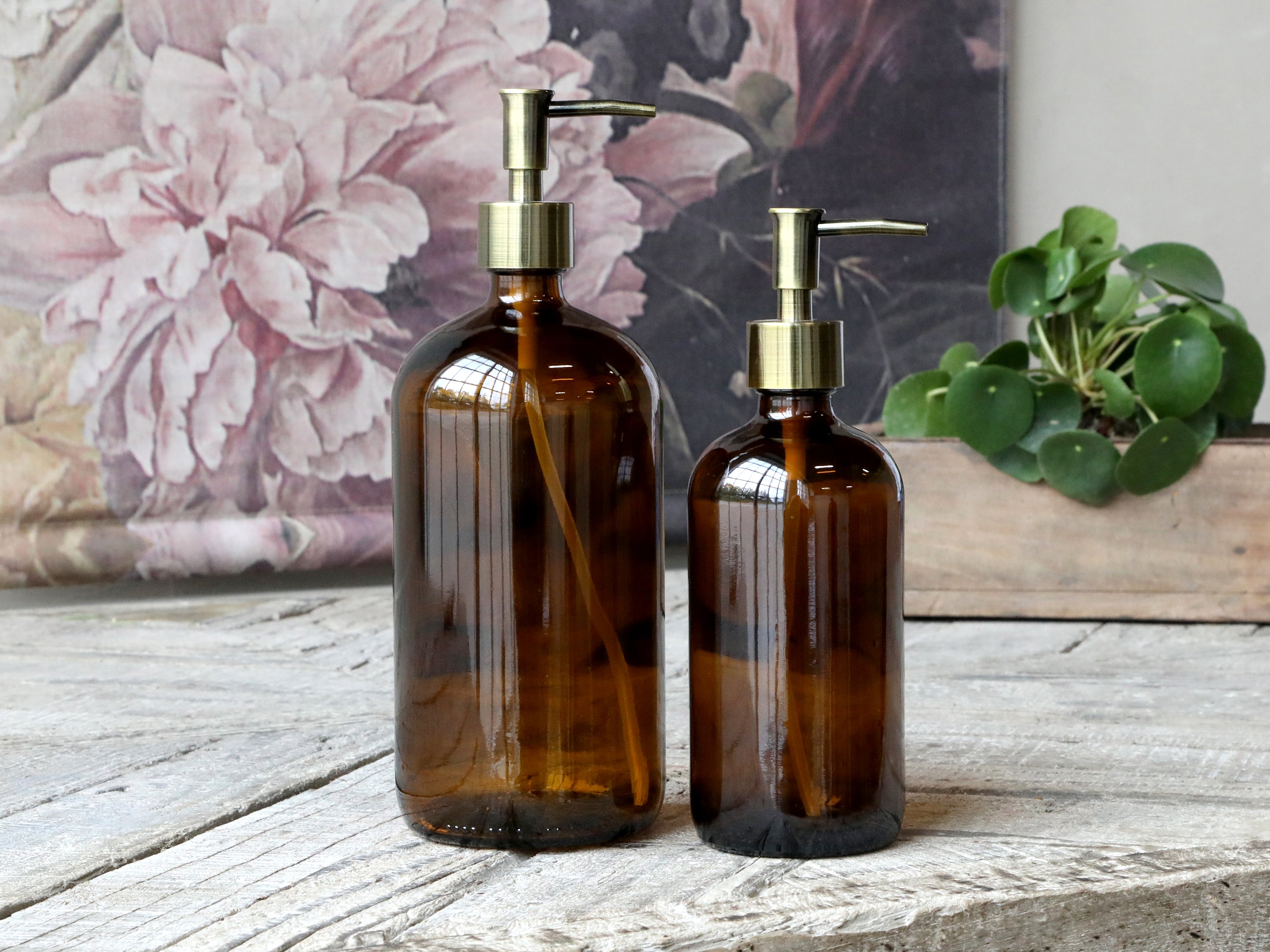 Pumpspender aus Glas 480 ml mocca