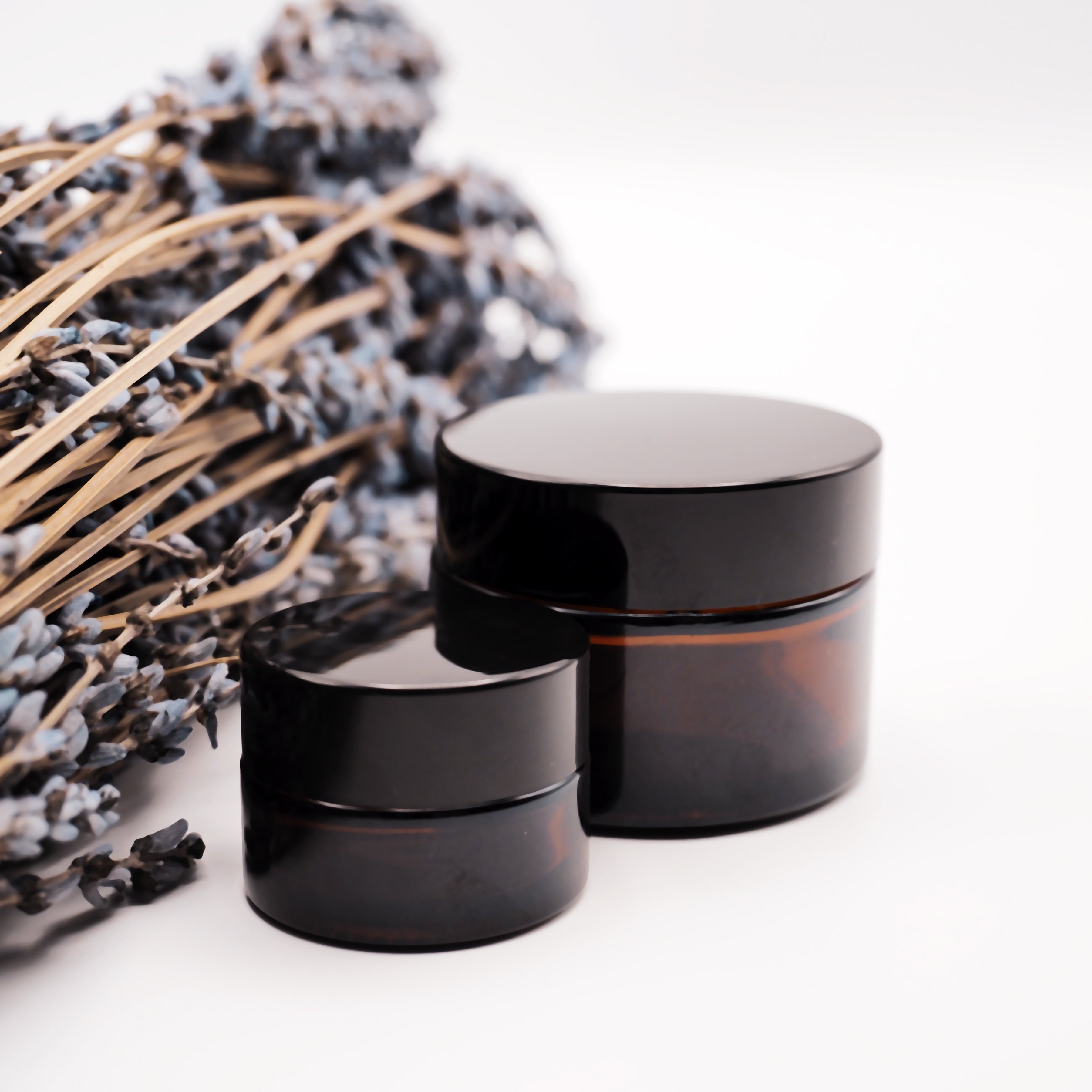 Leere Cremedosen Glas amber (versch. Größen)