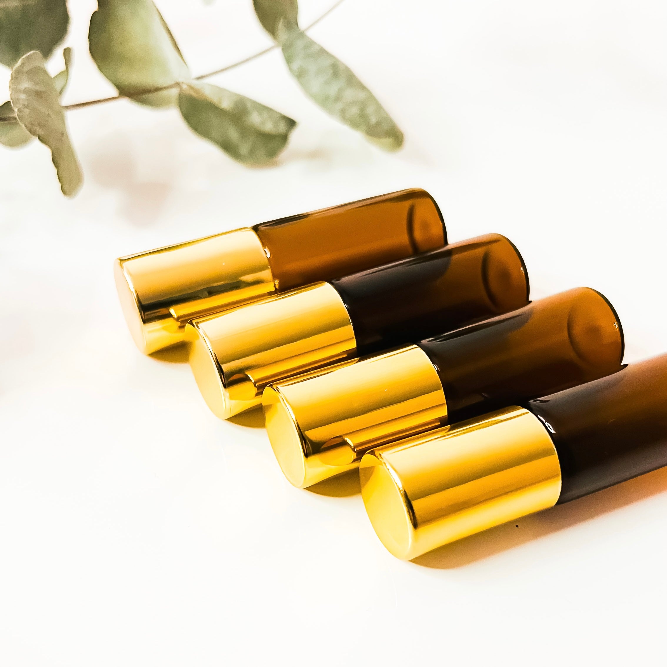 4er-Set Roll On Flaschen Golden amber 5 ml