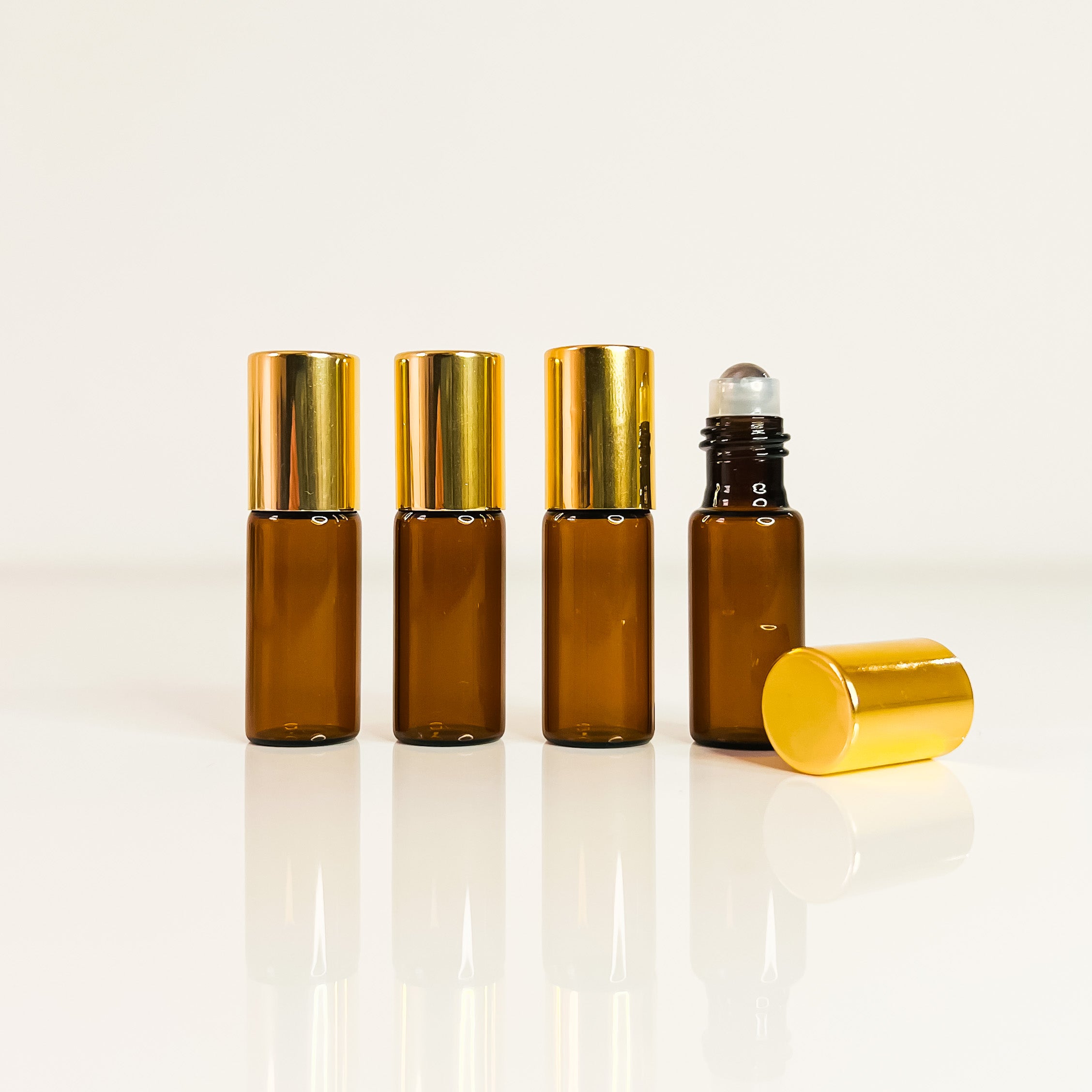 4er-Set Roll On Flaschen Golden amber 5 ml