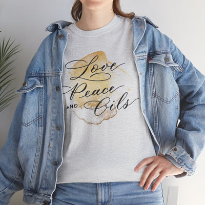 Unisex T-Shirt "Love, Peace & Oils"
