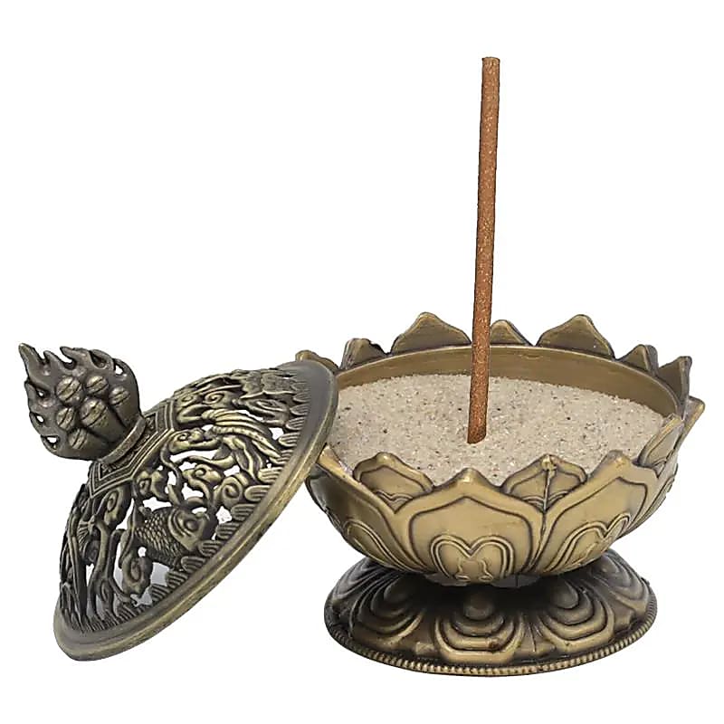 Räucherstäbchenhalter Lotus bronze