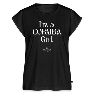 Frauen T-Shirt "I'm a Copaiba Girl" mit gerollten Ärmeln - Schwarz