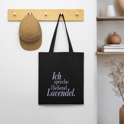 Bio-Stoffbeutel "Ich spreche fließend Lavendel." schwarz - Schwarz