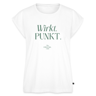 Frauen T-Shirt "Wirkt. Punkt." mit gerollten Ärmeln - Weiß
