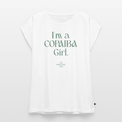 Frauen T-Shirt "I'm a Copaiba Girl" mit gerollten Ärmeln - Weiß
