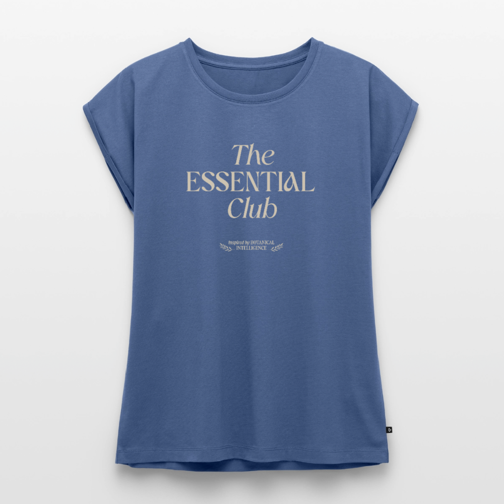 Frauen T-Shirt "The Essential Club" mit gerollten Ärmeln - Taubenblau