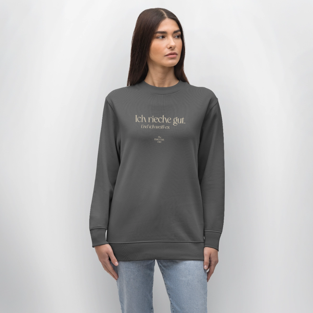 Unisex Bio-Sweatshirt "Ich rieche gut." - Anthrazit