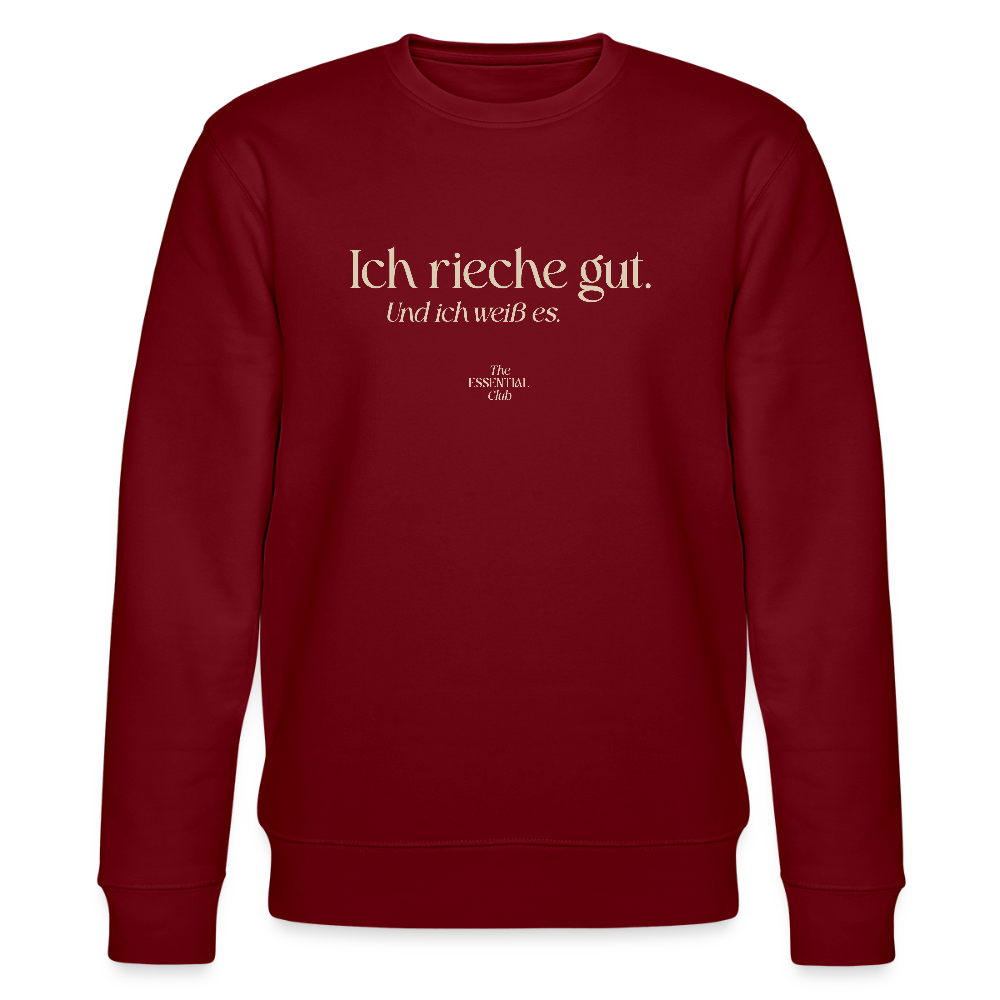 Unisex Bio-Sweatshirt "Ich rieche gut." - Burgunderrot