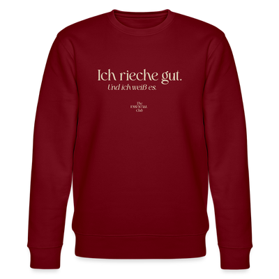 Unisex Bio-Sweatshirt "Ich rieche gut." - Burgunderrot
