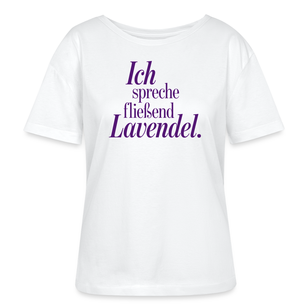 Relaxed Frauen Bio-T-Shirt "Ich spreche fließend Lavendel." weiß - Weiß