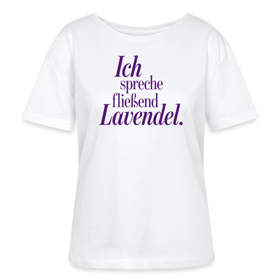 Relaxed Frauen Bio-T-Shirt "Ich spreche fließend Lavendel." weiß - Weiß