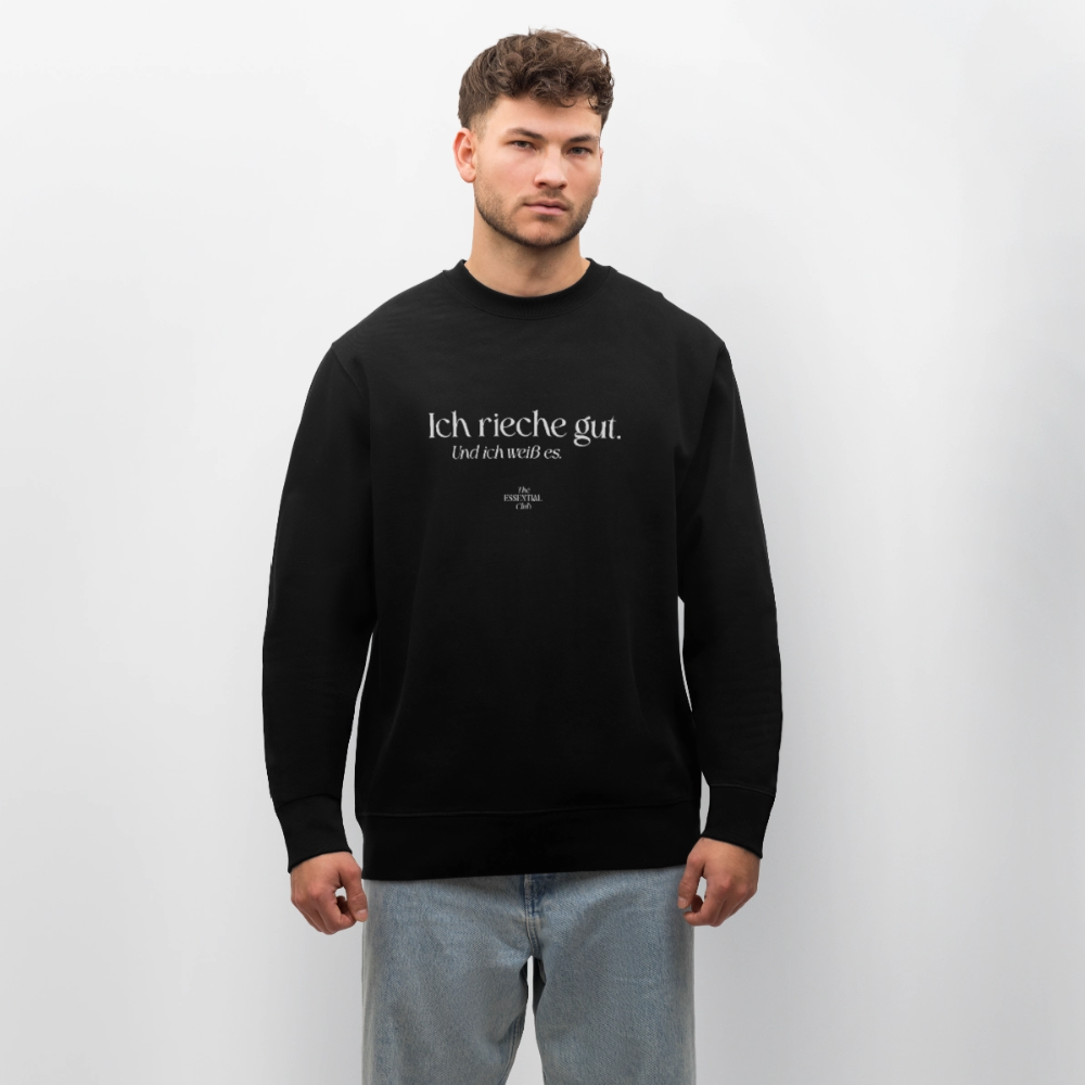 Unisex Bio-Sweatshirt "Ich rieche gut." - Schwarz