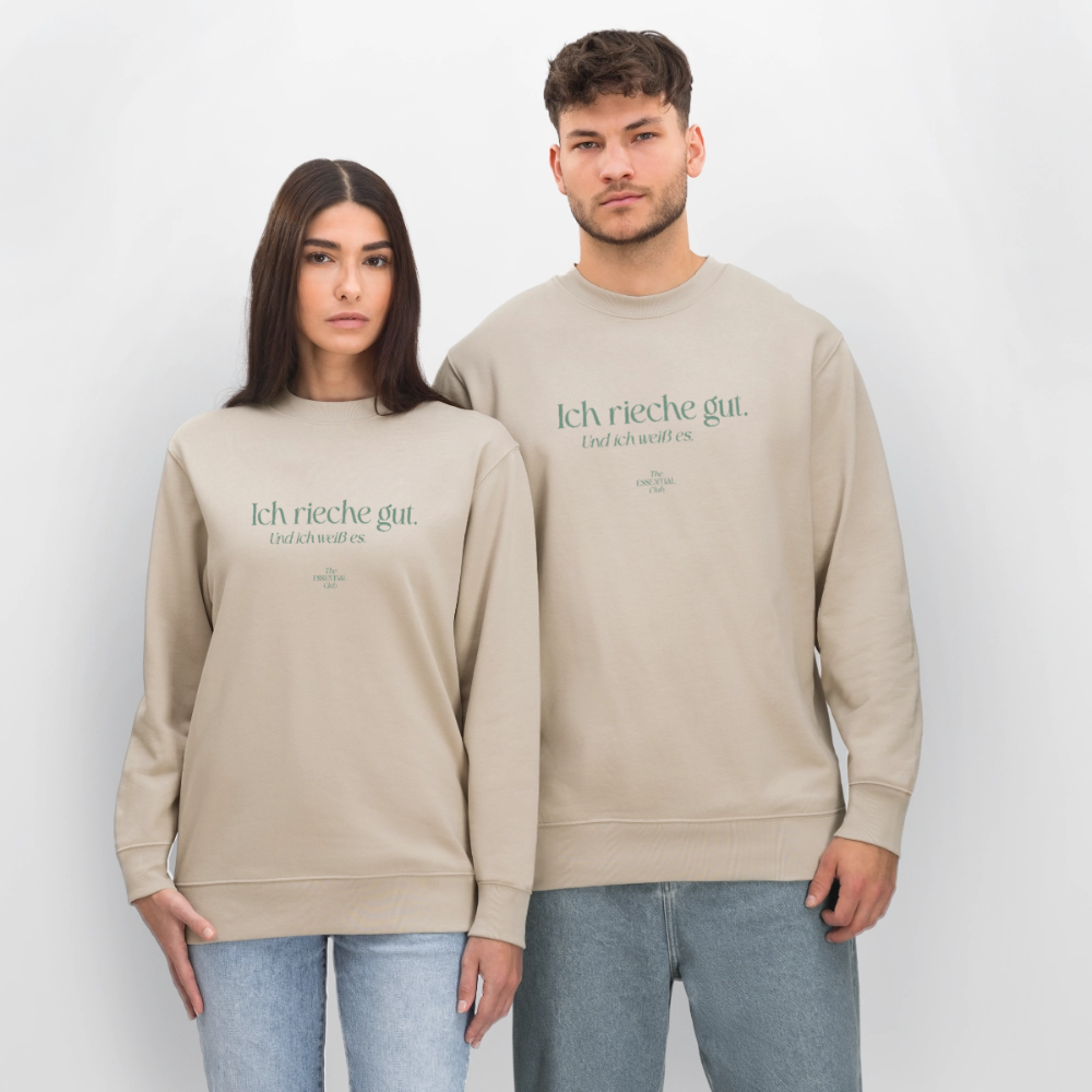 Unisex Bio-Sweatshirt "Ich rieche gut." - Beige