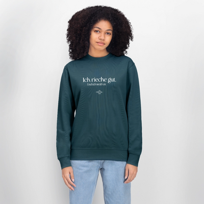 Unisex Bio-Sweatshirt "Ich rieche gut." - Dunkles Petrol
