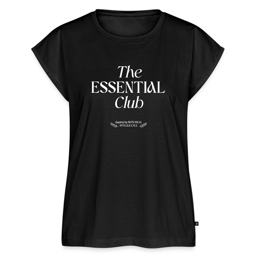 Frauen T-Shirt "The Essential Club" mit gerollten Ärmeln - Schwarz