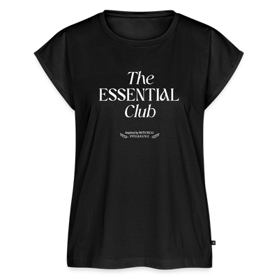 Frauen T-Shirt "The Essential Club" mit gerollten Ärmeln - Schwarz