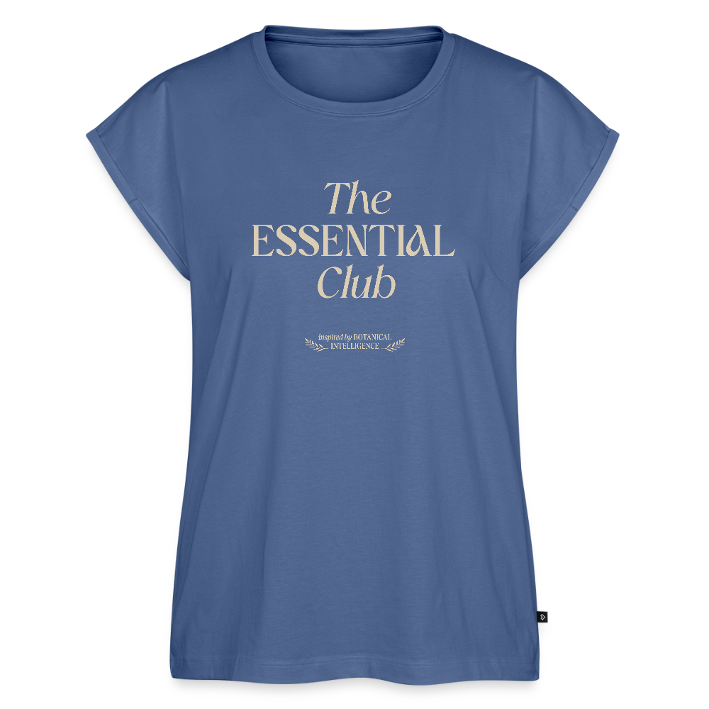 Frauen T-Shirt "The Essential Club" mit gerollten Ärmeln - Taubenblau