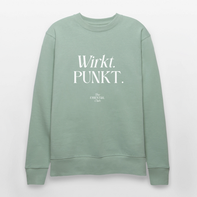 Unisex Bio-Sweatshirt "Wirkt. PUNKT." - Helles Graugrün