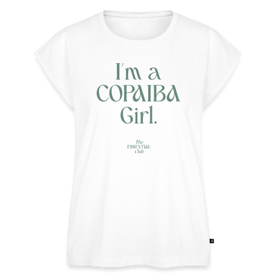 Frauen T-Shirt "I'm a Copaiba Girl" mit gerollten Ärmeln - Weiß