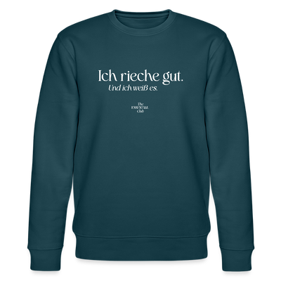 Unisex Bio-Sweatshirt "Ich rieche gut." - Dunkles Petrol